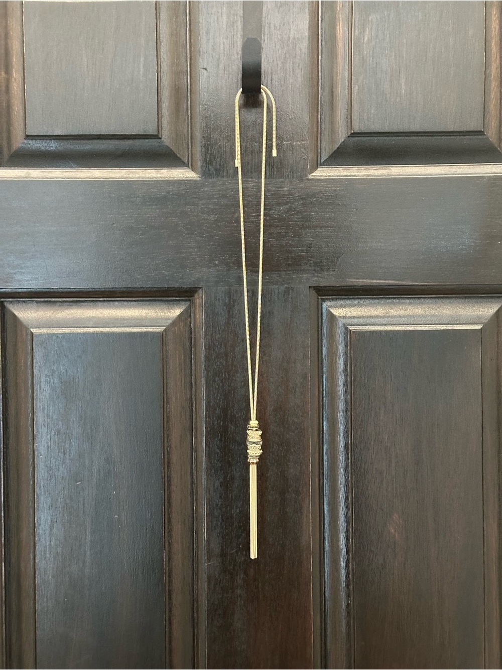 Gold Long Tassel Slide Necklace